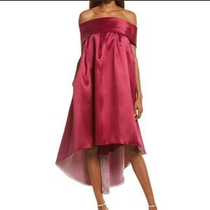 Amsale Bow-Back Trapeze Dress Burgundy Size 10 NEW
